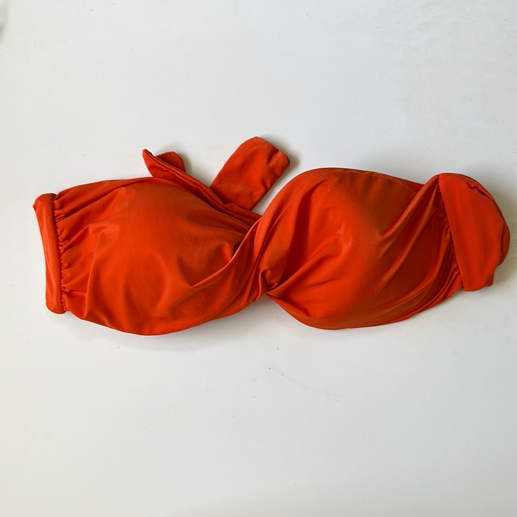 L Space Orange Twist Swim Bikini Top Slinky Solids Lola Bandeau Xs